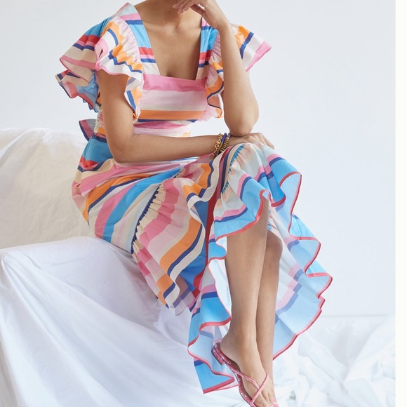 NWT Anthropologie Plenty by Tracy Reese Ruffled Maxi Dress. Size Small Petite - Picture 2 of 10